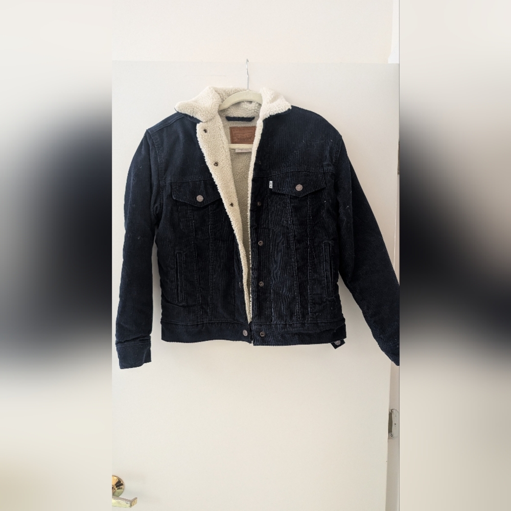 Blue Corduroy Sherpa-Lined Jacket